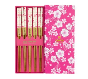 Melting Pot - Eetstokjes Bloesem Roze Bamboe set van 5 in cadeau doos Melting Pot - Eetstokjes Bloesem Roze Bamboe set van 5 in cadeau doos