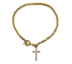 Melting Pot Exclusive - Sieraad Schakel Ketting Erika met Kruis Verguld RVS 50cm Melting Pot Exclusive - Sieraad Schakel Ketting Erika met Kruis Verguld RVS 50cm