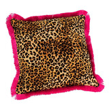 Werns - Sierkussen Jungle Love Panter Fluweel 45x45cm fuchsia franjes Werns - Sierkussen Jungle Love Panter Fluweel 45x45cm fuchsia franjes