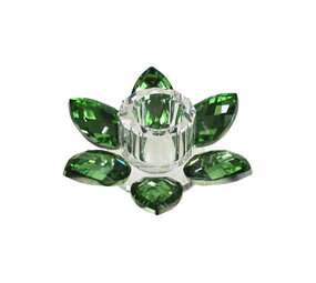 Werns - Kandelaar Lotus Kristal Groen Glas 11x4cm Werns - Kandelaar Lotus Kristal Groen Glas 11x4cm