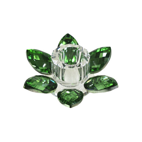Werns - Kandelaar Lotus Kristal Groen Glas 11x4cm Werns - Kandelaar Lotus Kristal Groen Glas 11x4cm