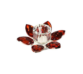 Werns - Kandelaar Lotus Kristal Rood Glas 11x4cm Werns - Kandelaar Lotus Kristal Rood Glas 11x4cm