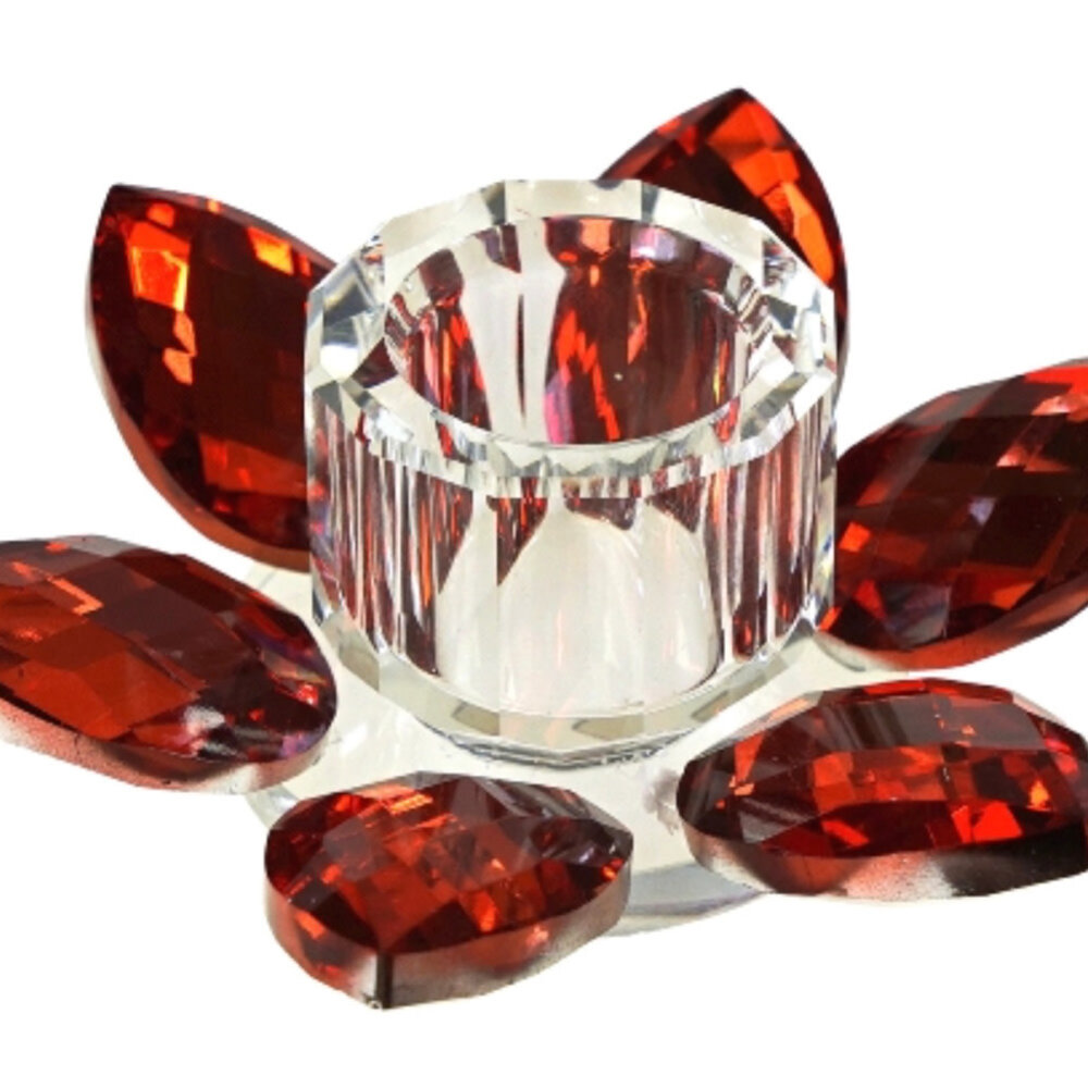 Werns - Kandelaar Lotus Kristal Rood Glas 11x4cm Werns - Kandelaar Lotus Kristal Rood Glas 11x4cm