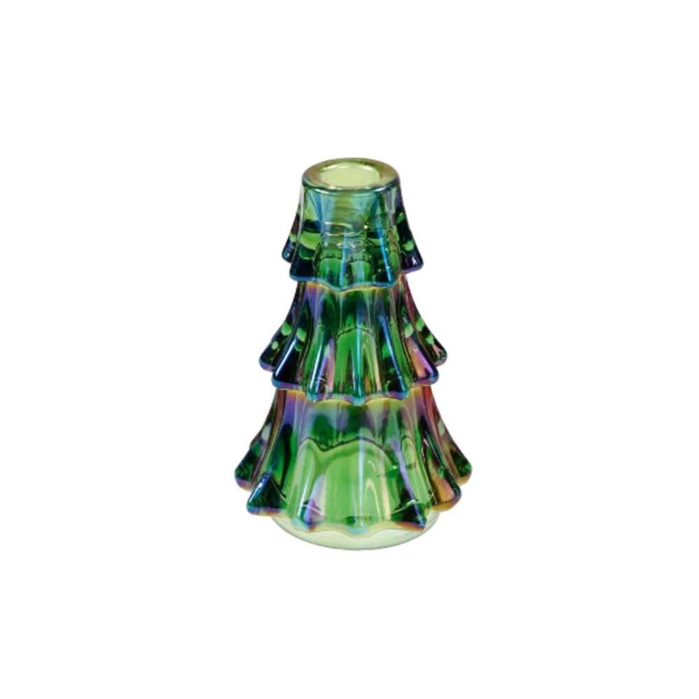 Werns - Kandelaar Kerstboom Groen Glas 10x14cm Werns - Kandelaar Kerstboom Groen Glas 10x14cm