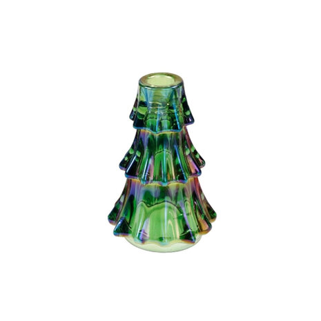 Werns - Kandelaar Kerstboom Groen Glas 10x14cm Werns - Kandelaar Kerstboom Groen Glas 10x14cm