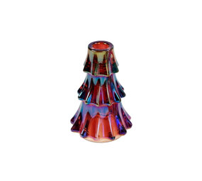 Werns - Kandelaar Kerstboom Rood Glas 10x14cm Werns - Kandelaar Kerstboom Rood Glas 10x14cm