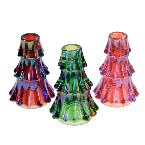 Werns - Kandelaar Kerstboom Groen Glas 10x14cm Werns - Kandelaar Kerstboom Groen Glas 10x14cm