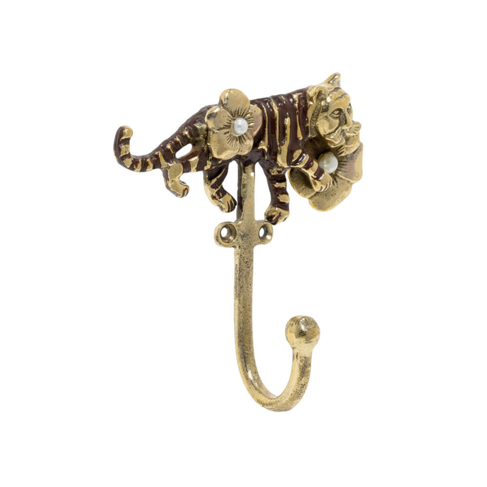 Doing Goods - Wandhaak Lacy Tiger Messing 9x9cm