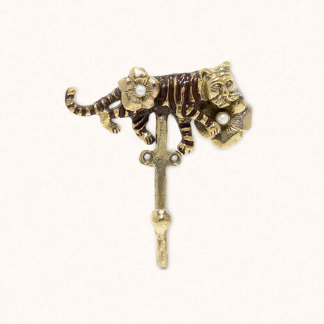 Doing Goods - Wandhaak Lacy Tiger Messing 9x9cm