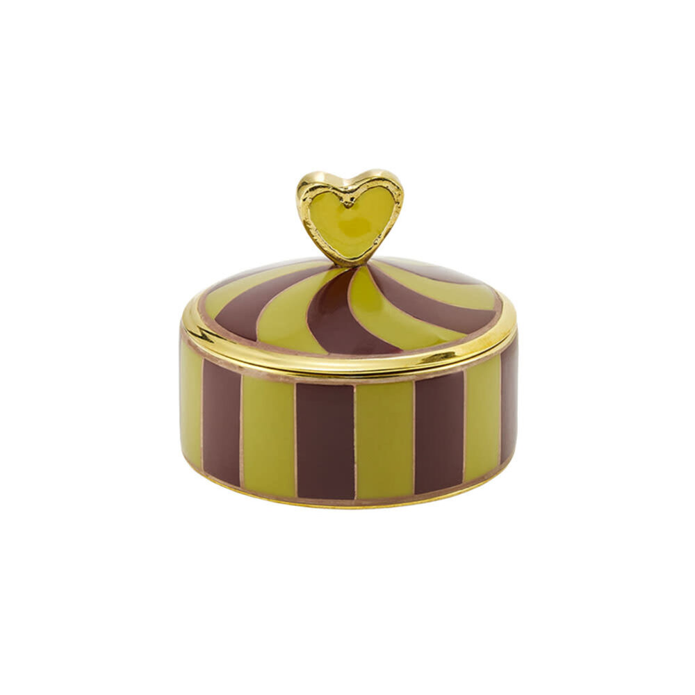 Doing Goods - Sieraden Doosje Pyar Heart Circus Geel-Bordeaux Messing & Resin 7x6cm Doing Goods - Sieraden Doosje Pyar Heart Circus Geel-Bordeaux Messing & Resin 7x6cm