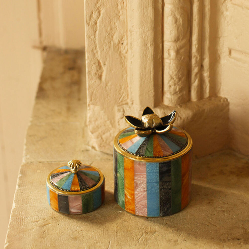 Doing Goods - Doosje Circus Piper Multicolor Messing 7x6cm