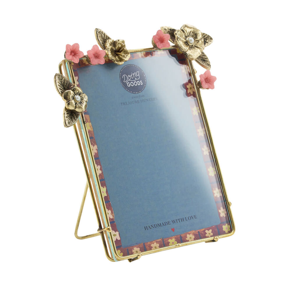 Doing Goods - Fotolijstje Amber Wild Flower Messing 15x17cm - foto 10x15cm