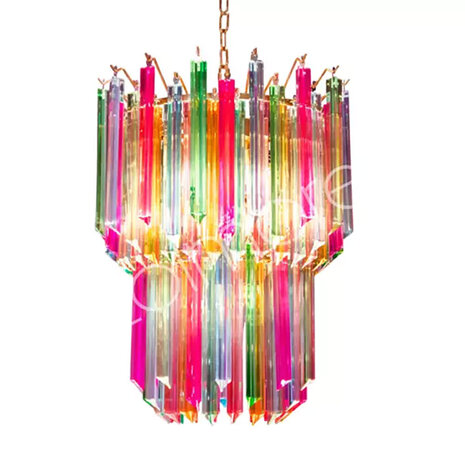 Colmore - Lamp Kroonluchter Pegels Multicolor Glas 50x68cm 2-laags