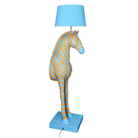 Werns - Vloer Lamp Zebra Zora Blauw-Oranje 47x153cm met lampenkap Werns - Vloer Lamp Zebra Zora Blauw-Oranje 47x153cm met lampenkap