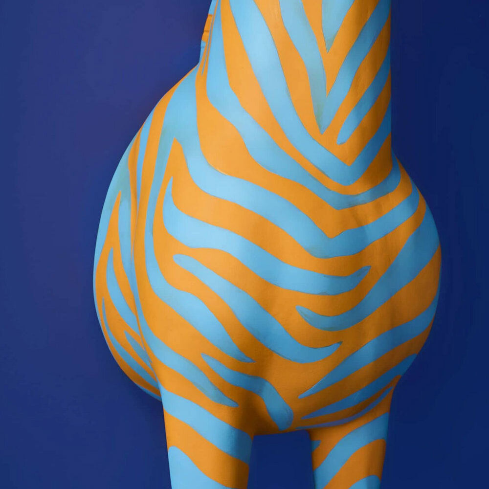 Werns - Vloer Lamp Zebra Zora Blauw-Oranje 47x153cm met lampenkap Werns - Vloer Lamp Zebra Zora Blauw-Oranje 47x153cm met lampenkap