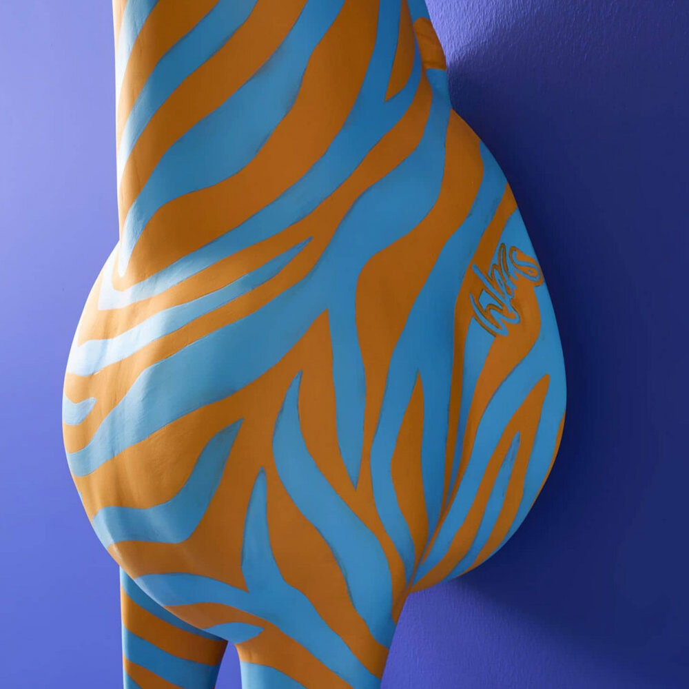 Werns - Vloer Lamp Zebra Zora Blauw-Oranje 47x153cm met lampenkap Werns - Vloer Lamp Zebra Zora Blauw-Oranje 47x153cm met lampenkap
