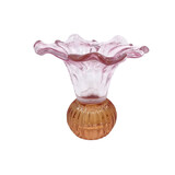 Melting Pot - Kandelaar-Waxinehouder Bloem Roze-Amber Glas 13x12cm Melting Pot - Kandelaar-Waxinehouder Bloem Roze-Amber Glas 13x12cm