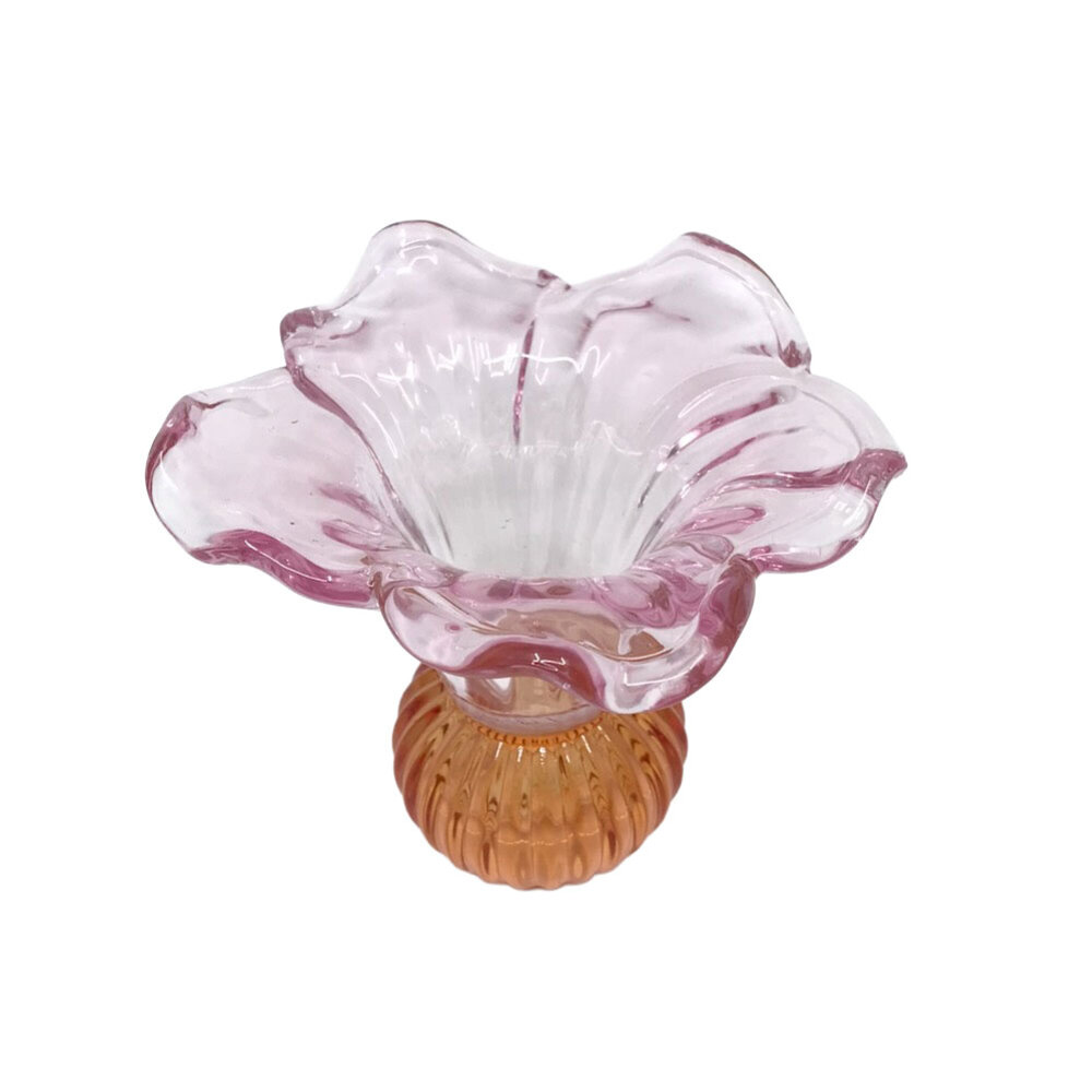Melting Pot - Kandelaar-Waxinehouder Bloem Roze-Amber Glas 13x12cm Melting Pot - Kandelaar-Waxinehouder Bloem Roze-Amber Glas 13x12cm
