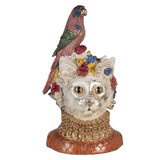 Melting Pot - Beeld Poes met Papegaai Multicolor Kunststof 24x40cm