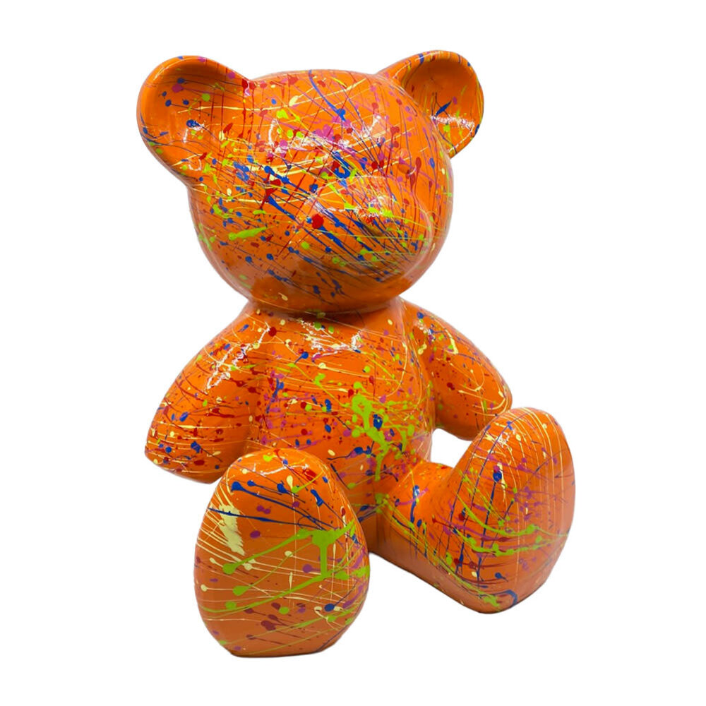 Melting Pot - Beeld Design Teddy Beer Zittend Splash Oranje 32cm Melting Pot - Beeld Design Teddy Beer Zittend Splash Oranje 32cm