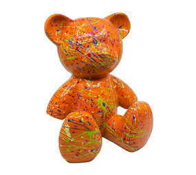 Melting Pot - Beeld Design Teddy Beer Zittend Splash Oranje 32cm