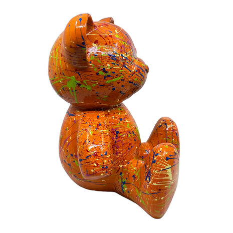 Melting Pot - Beeld Design Teddy Beer Zittend Splash Oranje 32cm Melting Pot - Beeld Design Teddy Beer Zittend Splash Oranje 32cm