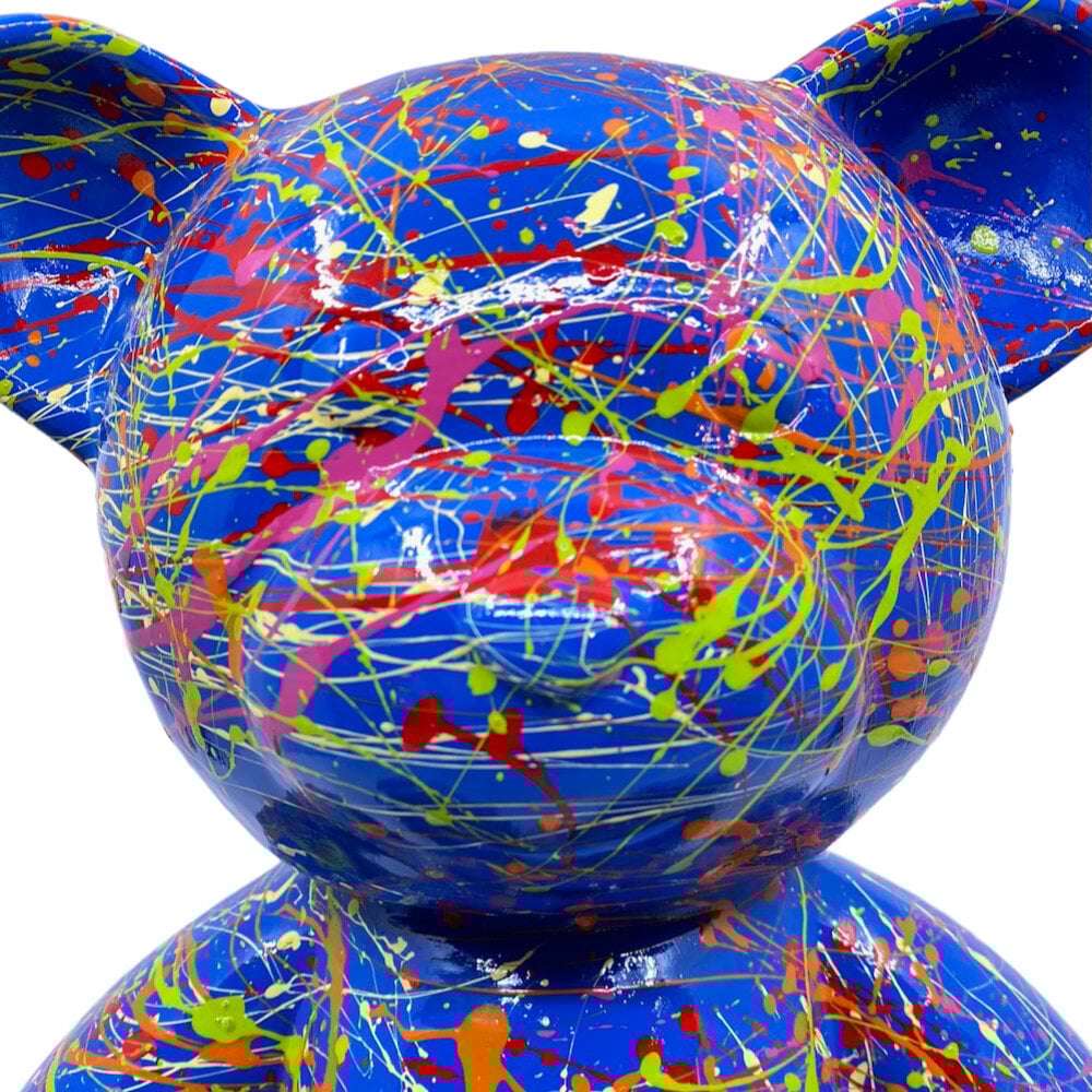 Melting Pot - Beeld Design Beer Zittend Blauw Splash Multicolor 30x32cm