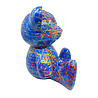 Melting Pot - Beeld Design Beer Zittend Blauw Splash Multicolor 30x32cm