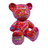 Beeld Design Beer Zittend Rood Splash Multicolor 30x32cm