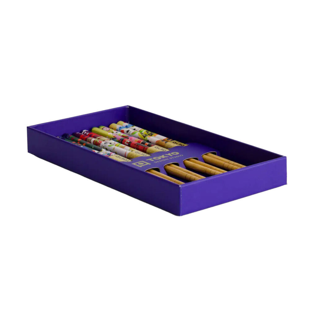 Tokyo Design Studio - Kinder Eetstokjes Lucky Cat-Koinobori Bamboe set in cadeau doos