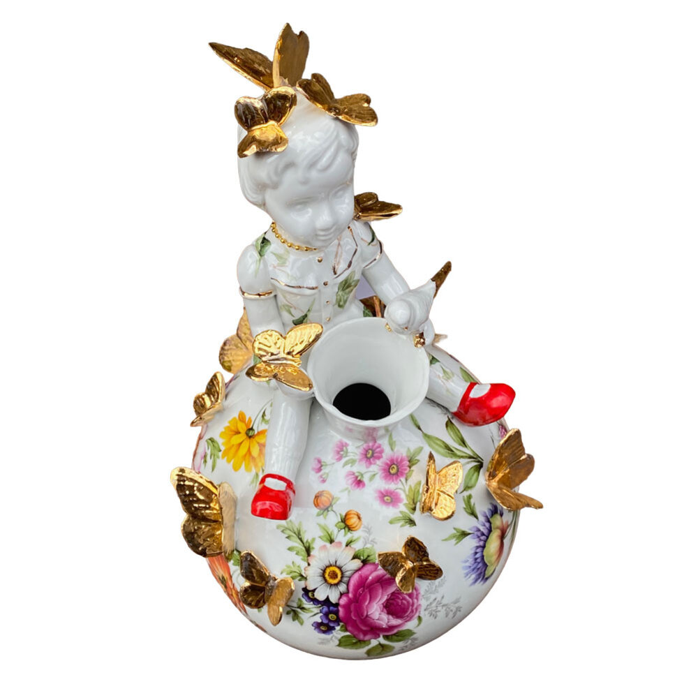 Lammers en Lammers - Vaasje On Top of the World Bloemen 17x32cm