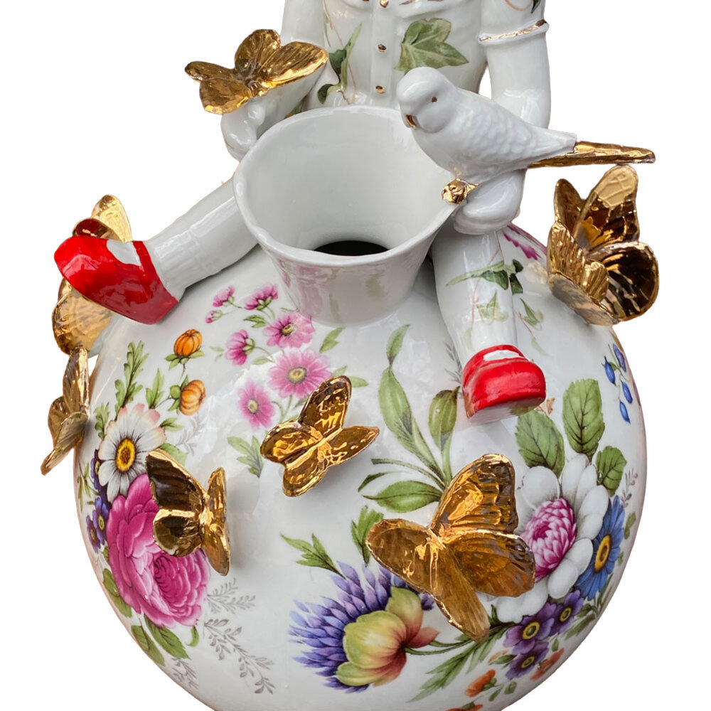 Lammers en Lammers - Vaasje On Top of the World Bloemen 17x32cm