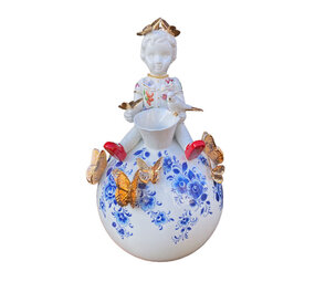 Lammers en Lammers - Vaasje On Top of the World Delfts Blauw 32cm Lammers en Lammers - Vaasje On Top of the World Delfts Blauw 32cm