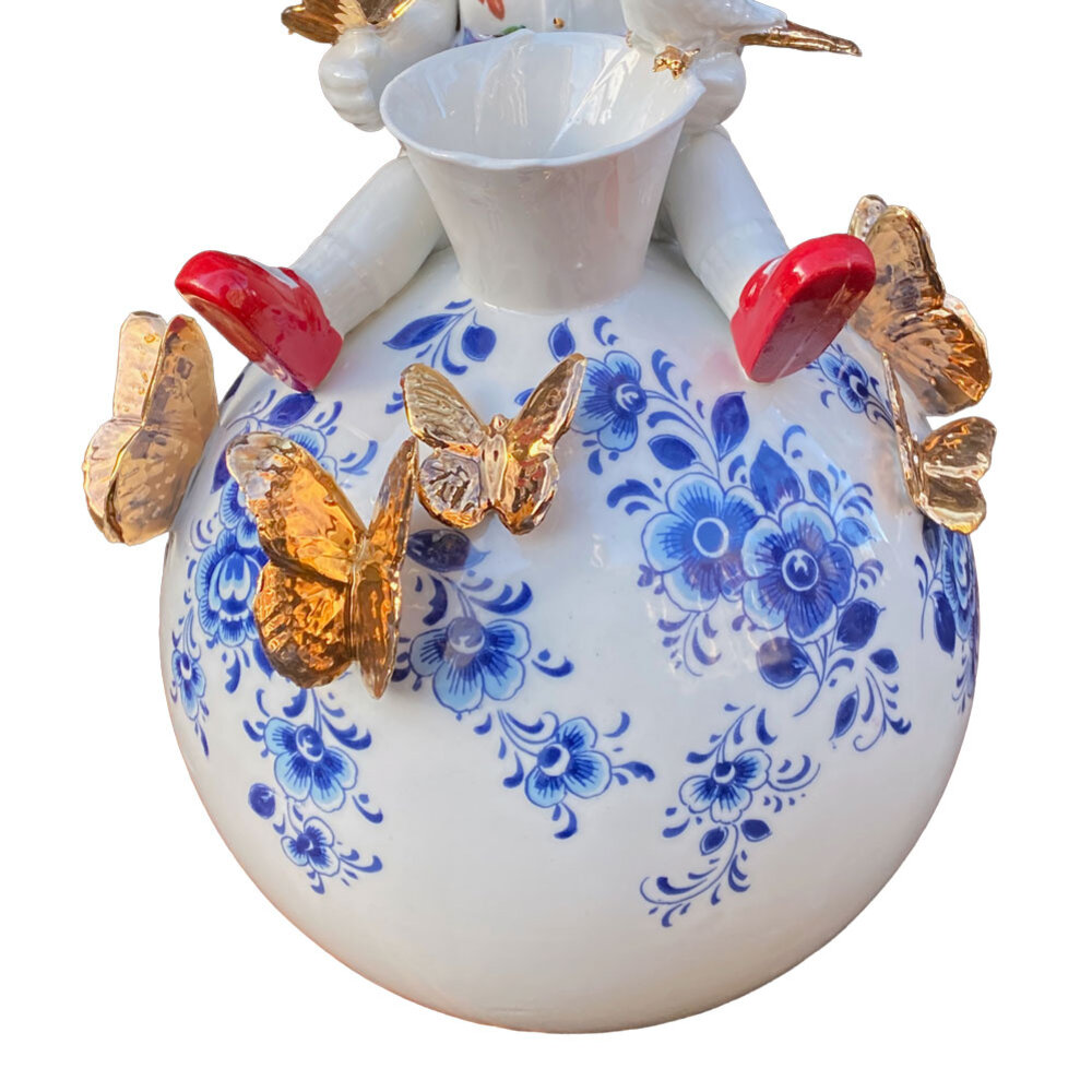 Lammers en Lammers - Vaasje On Top of the World Delfts Blauw 32cm Lammers en Lammers - Vaasje On Top of the World Delfts Blauw 32cm