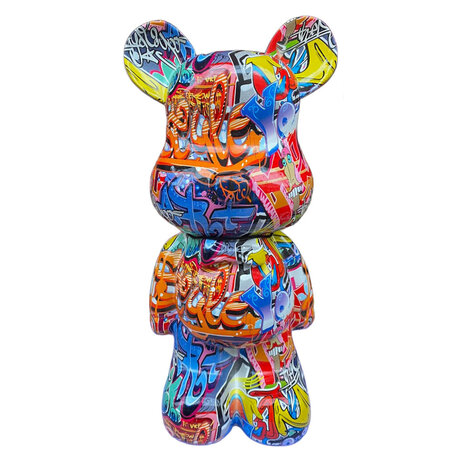 Melting Pot - Beeld Design Beer met Strik en Handgeschilderde Graffiti Print 20x50cm