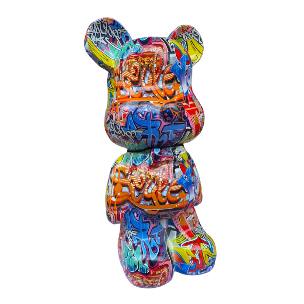 Melting Pot - Beeld Design Beer met Strik en Handgeschilderde Graffiti Print 20x50cm
