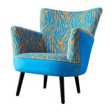 Melting Pot - Fauteuil Zebra Blauw Oranje 77x76x83cm Melting Pot - Fauteuil Zebra Blauw Oranje 77x76x83cm