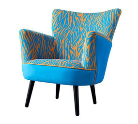 Melting Pot - Fauteuil Zebra Blauw Oranje 77x76x83cm Melting Pot - Fauteuil Zebra Blauw Oranje 77x76x83cm