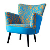 Werns - Fauteuil Zebra Blauw Oranje 77x76x83cm Werns - Fauteuil Zebra Blauw Oranje 77x76x83cm