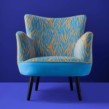 Melting Pot - Fauteuil Zebra Blauw Oranje met Dierenprint 77x76x83cm Melting Pot - Fauteuil Zebra Blauw Oranje met Dierenprint 77x76x83cm