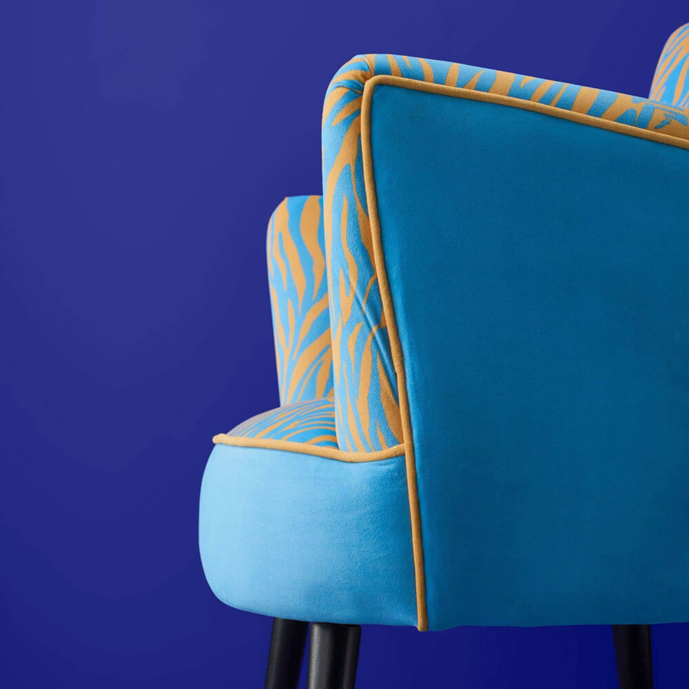 Werns - Stoel & Fauteuil Zebra Blauw Oranje 77x76x83cm