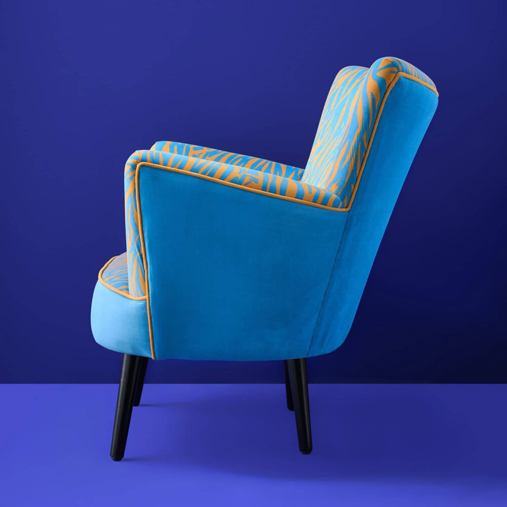 Melting Pot - Fauteuil Zebra Blauw Oranje met Dierenprint 77x76x83cm Melting Pot - Fauteuil Zebra Blauw Oranje met Dierenprint 77x76x83cm
