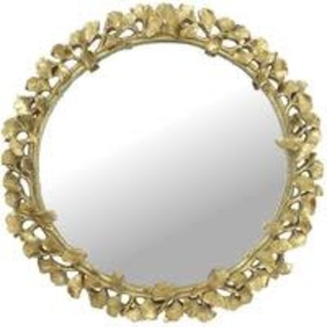 Melting Pot - Spiegel Rond Ginko Blad Goud Polyresin 45x45cm