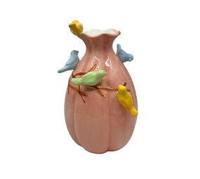 Melting Pot - Vaasje Vogeltjes Roze Keramiek 12x18cm