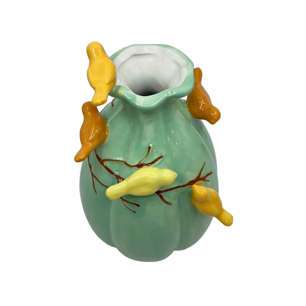 Melting Pot - Vaasje Vogeltjes Turquoise Keramiek 12x18cm