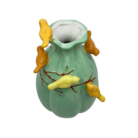 Melting Pot - Vaasje Vogeltjes Turquoise Keramiek 12x18cm