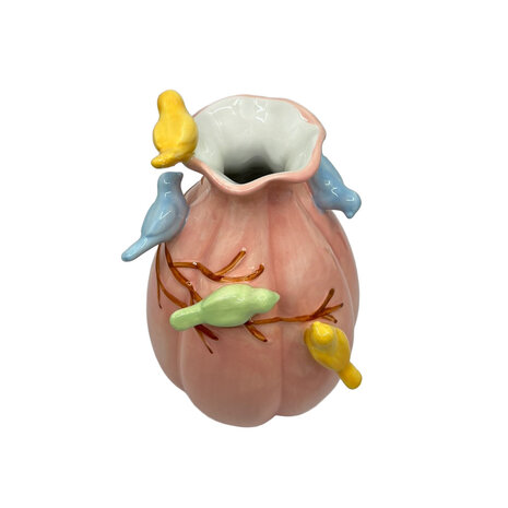 Melting Pot - Vaasje Vogeltjes Roze Keramiek 12x18cm