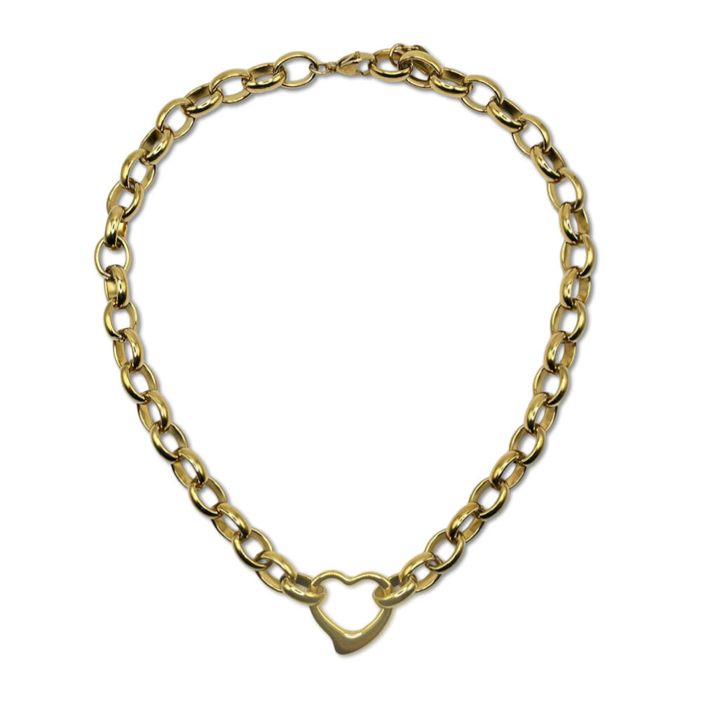 Melting Pot - Schakel Ketting Hartje Verguld RVS 45cm