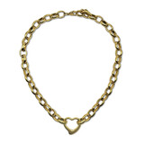 Melting Pot - Schakel Ketting Hartje Verguld RVS 45cm