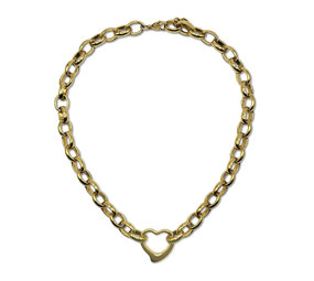 Melting Pot - Schakel Ketting Hartje Verguld RVS 45cm